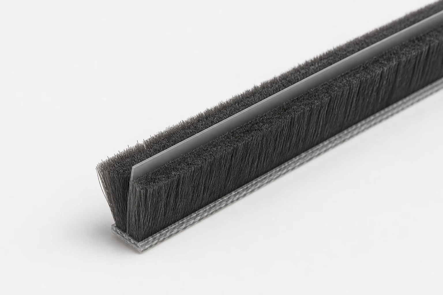 Clip finned pile weatherstrip end detail for window profile sealing