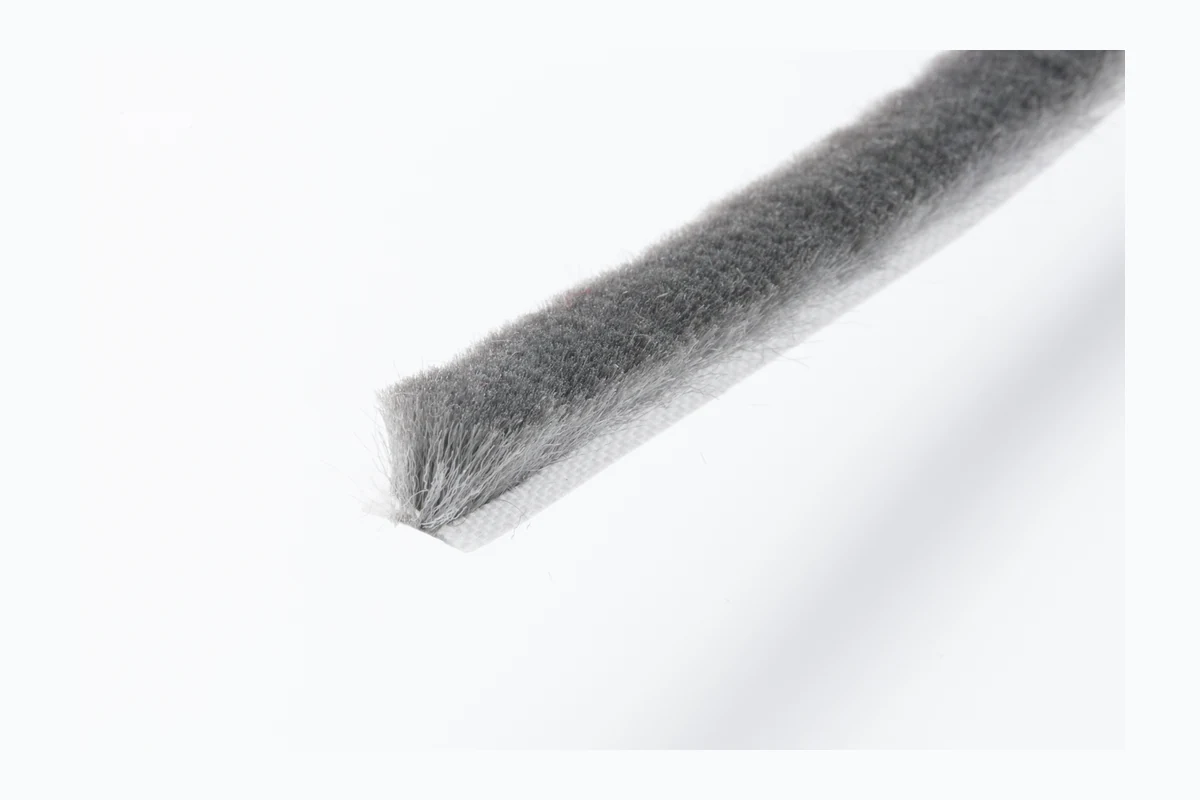 Real finned wool pile weatherstrip end view